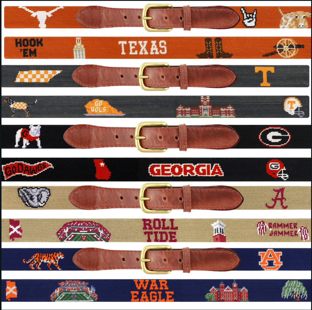 SEC Needlepoint Belt – Hand-Stitched Collegiate Game Day & Tailgate Accessory for Football Fans, 2025 Gifts for him
