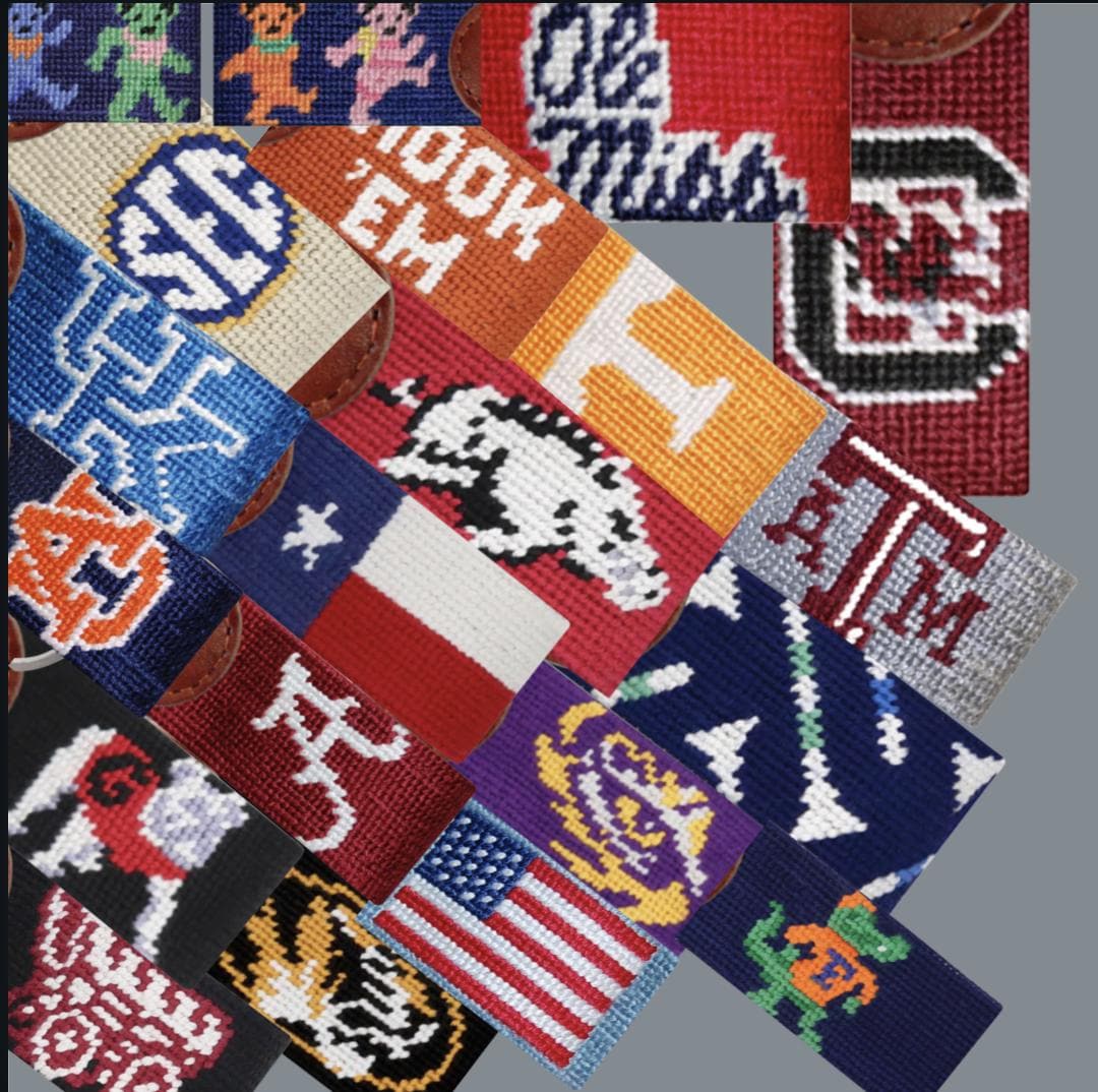 Needlepoint Keychain Key Fob | Preppy Hand-Stitched Canvas Keychain | Personalized Gift for Him