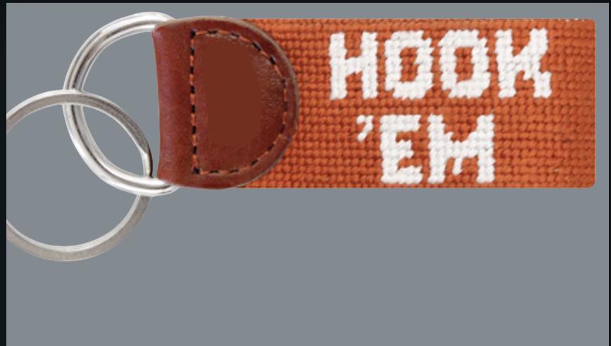 Needlepoint Keychain Key Fob | Preppy Hand-Stitched Canvas Keychain | Personalized Gift for Him